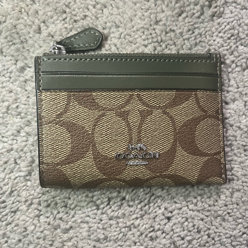 Coach Olive and Tan Card Holder